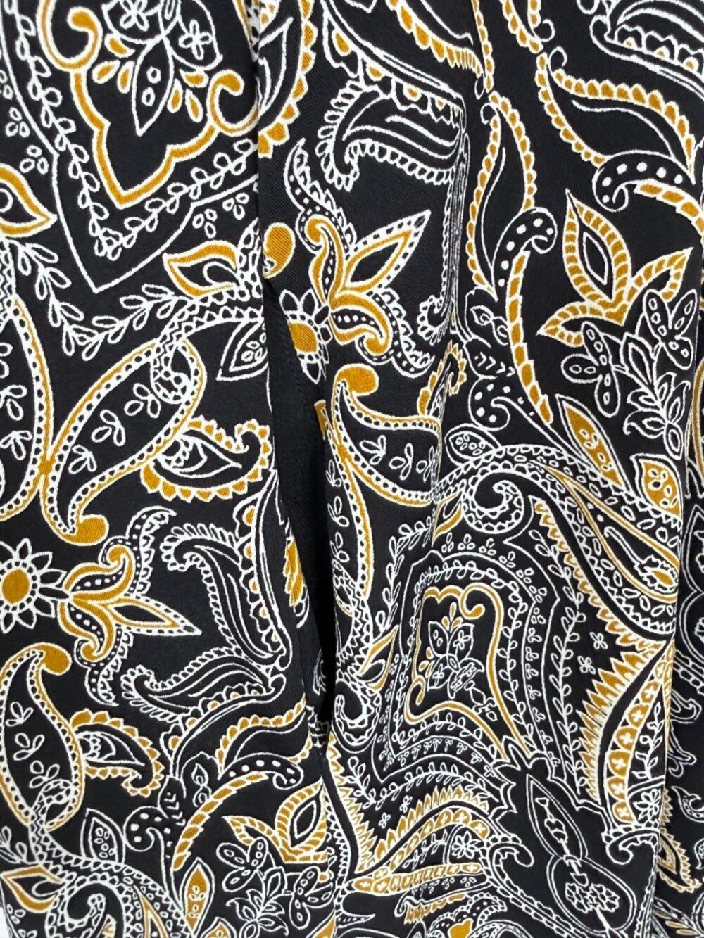 Tahari Paisley Sleeveless Dress Womens LG Black Gold Stretch Pocket Tank Dress - Picture 3 of 7